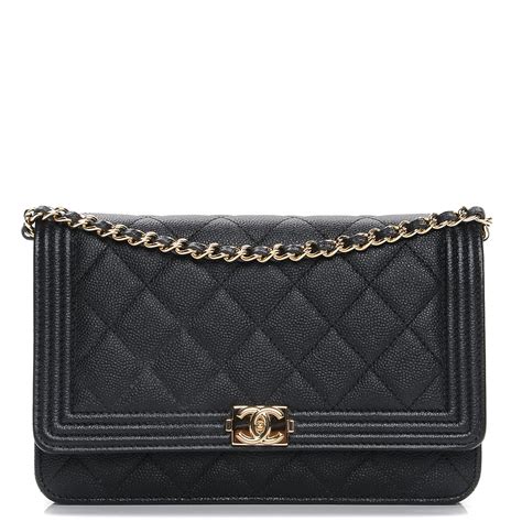 chanel caviar quilted boy wallet on chain woc black|Wallets on Chain .